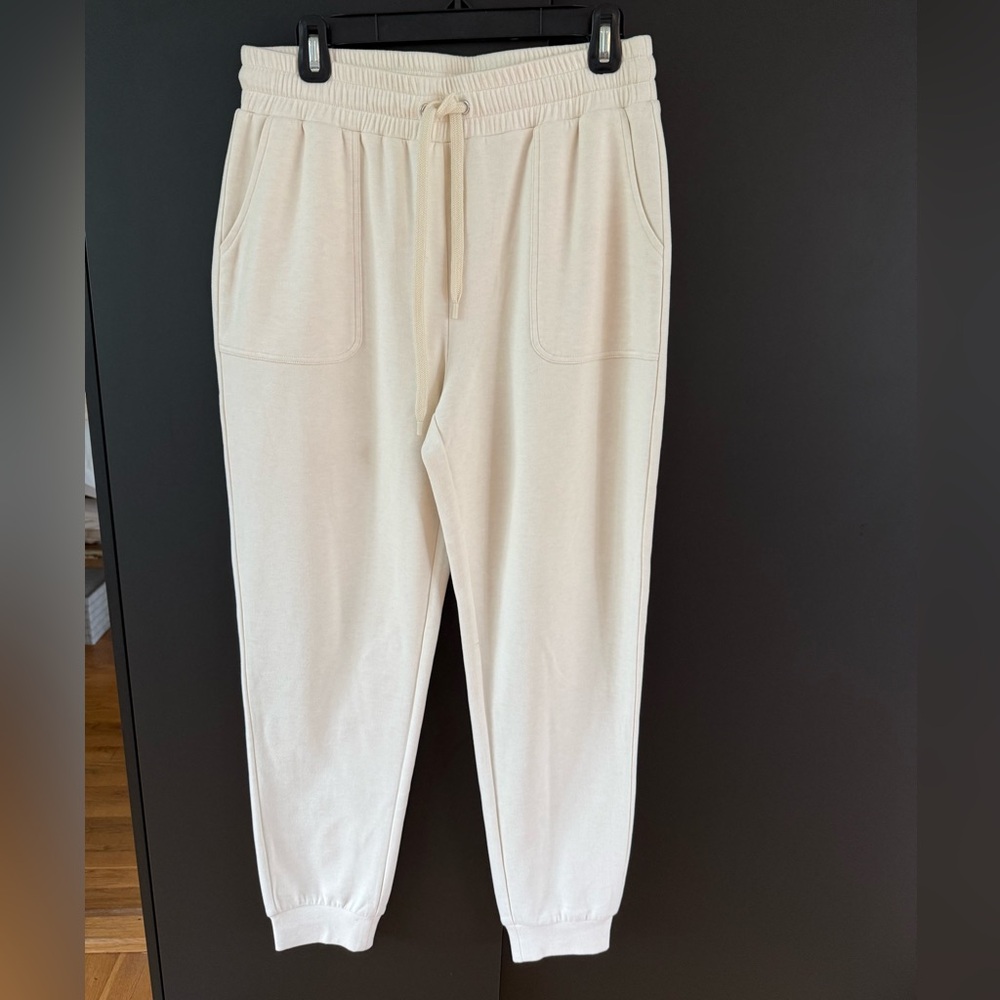Cream Drawstring Jogger Pants